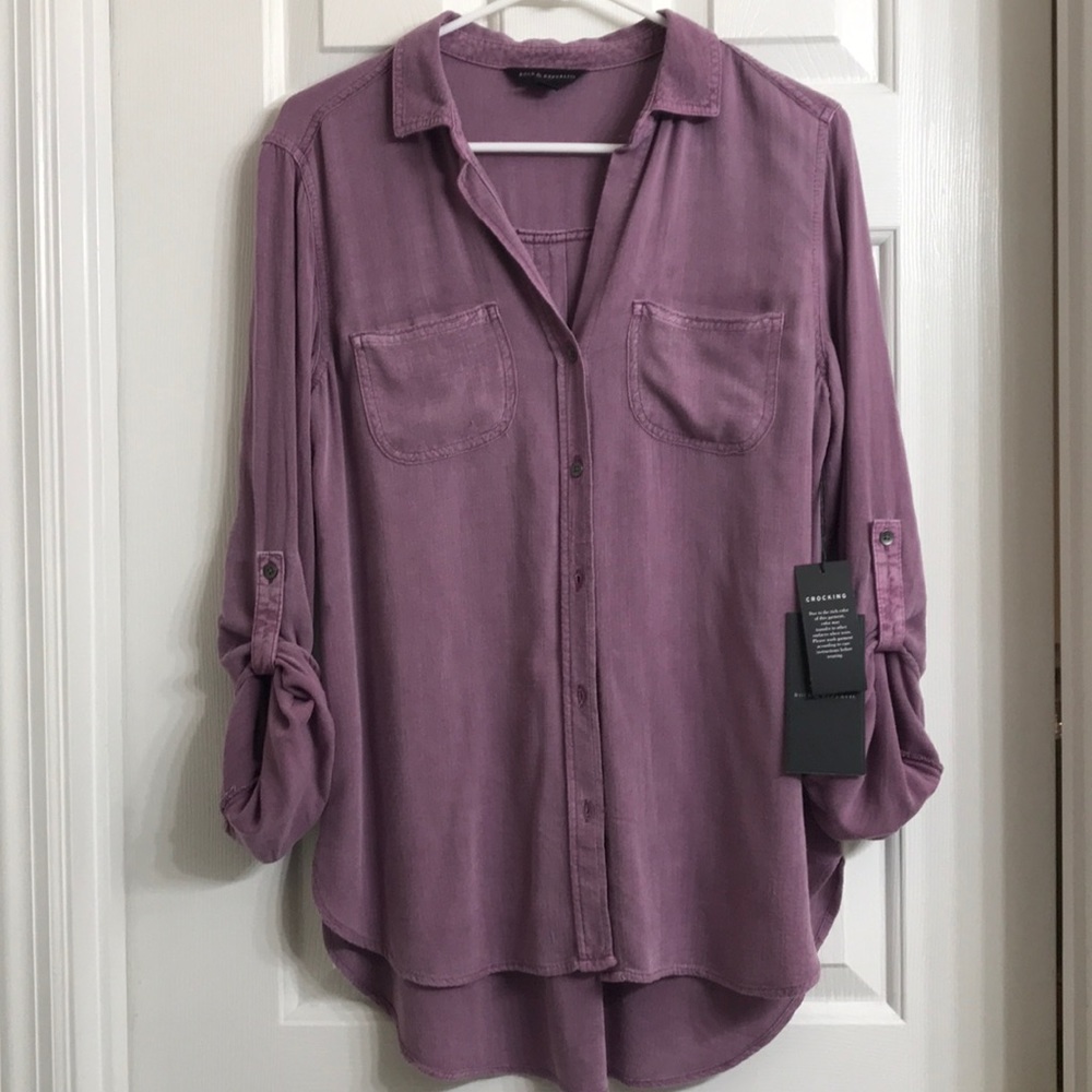 Rock & Republic Button Down Roll Cuff Top